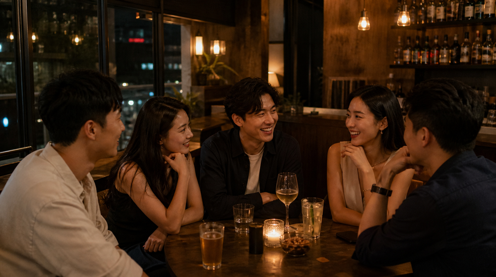 Friends meeting for an evening hangout